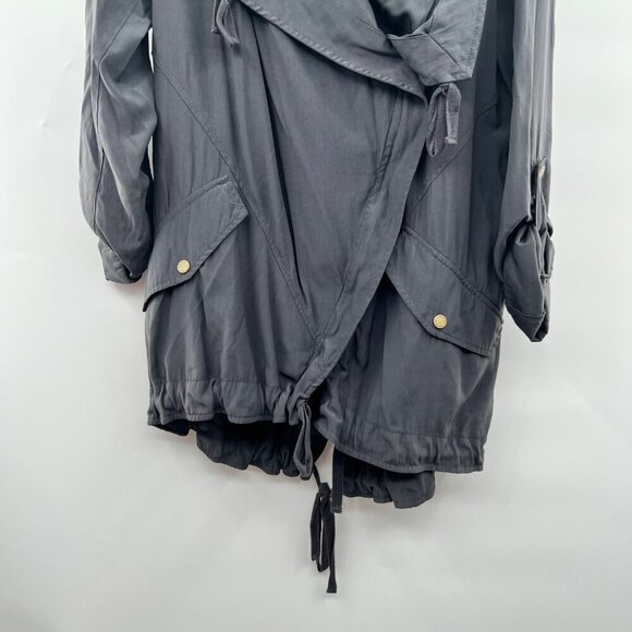 Express Women's Lightweight Hooded Jacket Long Roll Tab Sleeve Gray Size XS - Picture 3 of 9